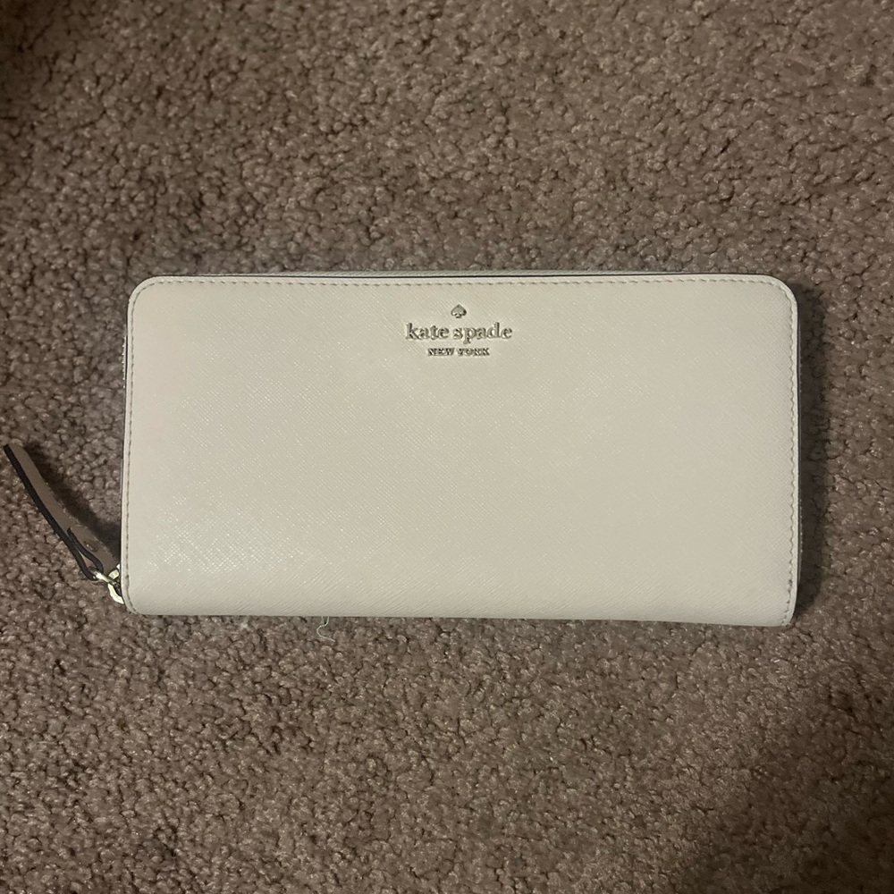 Kate Spade Madison Large Zip Around Continental Wallet White Conch Pink